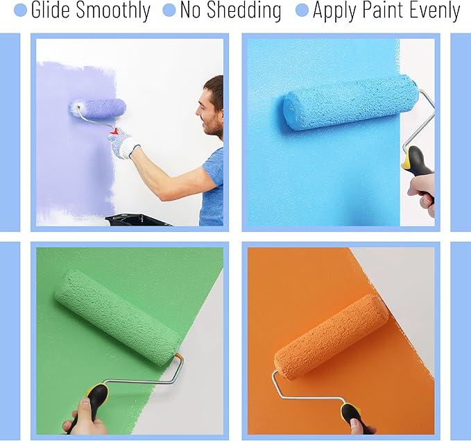Bates- Paint Roller Covers, 9", 5 Pack, White, Covers for Paint Rollers 9 Inch, 9 Inch Paint Roller Covers, Paint Roller Cover, Paint Roller Covers 9 Inch, Large Paint Roller Covers