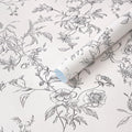 Ismoon Peel and Stick Wallpaper Floral Vintage Stick on Wall Paper Black and White Contact Paper for Cabinet French Textured Removable Self Adhesive Wallpaper Vinyl for Bedroom Wall Deco 17.3 x 78.7in