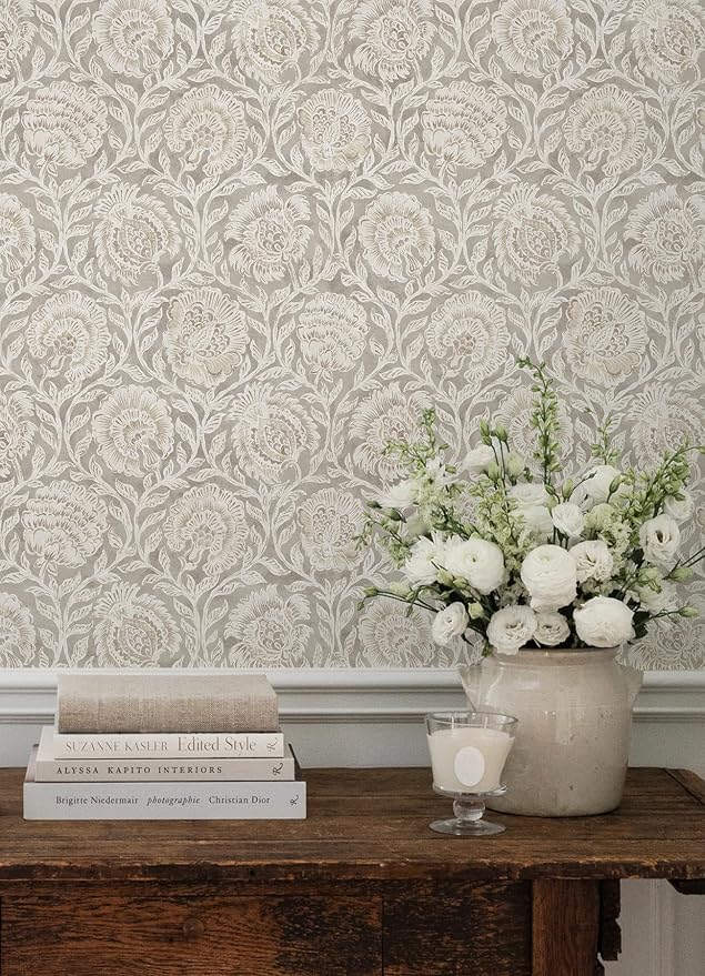 Nabela Noor Home NuWallpaper Aliviya Peppercorn Peel and Stick Wallpaper, NNS6508