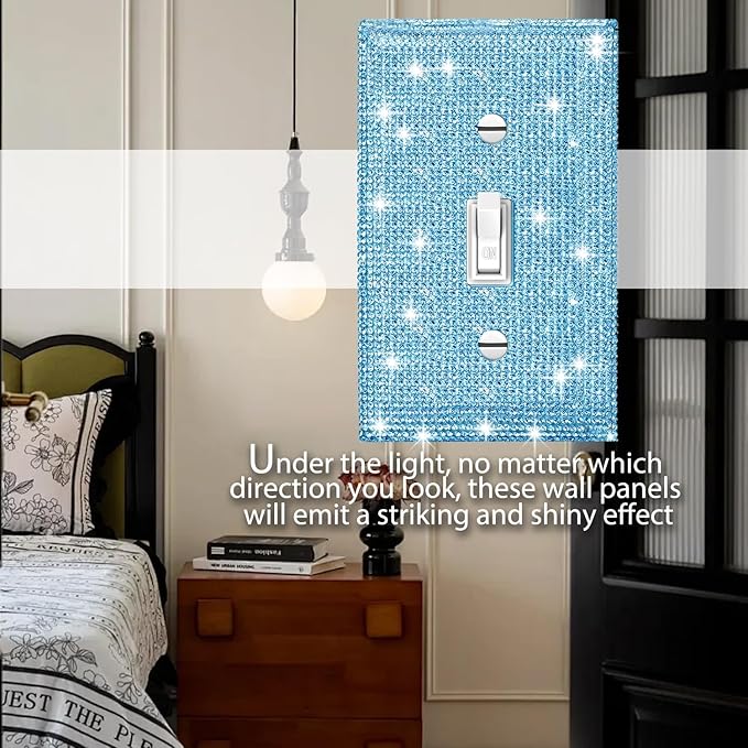 Shiny Blue Single Toggle Light Switch Plate Blue Rhinestones Wall Plates Light Switch Cover Plate Decorative Switch Covers Wall Plate