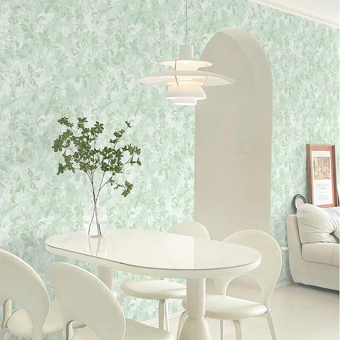 17.3" X 385" Peel and Stick Wallpaper Floral Boho Green Contact Paper Bird Cute Girl Modern Wall Paper Renter Friendly Waterproof Removable Self Adhesive Bedroom Kitchen Dorm Cabinets Vinyl