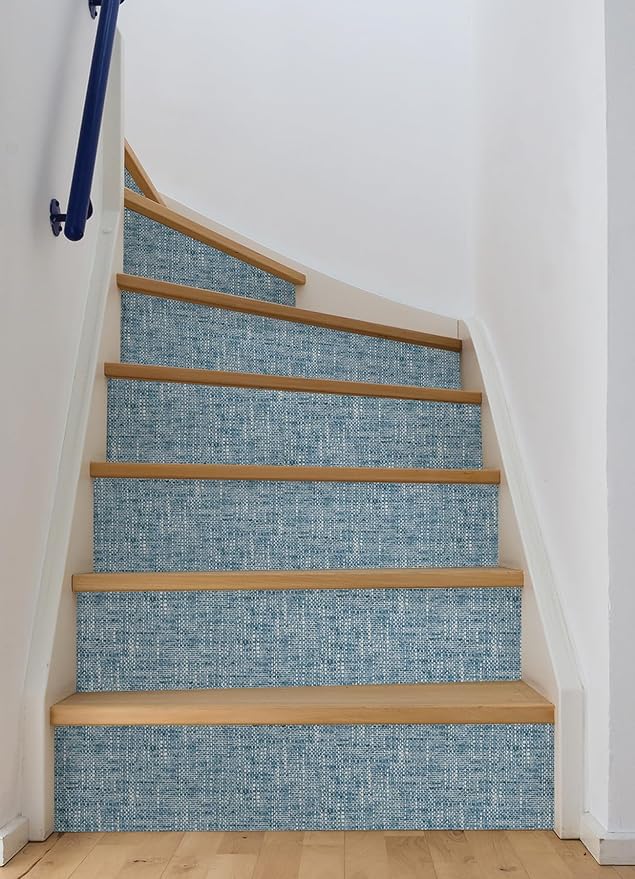 NuWallpaper NU2918 Navy Poplin Texture Peel & Stick Wallpaper, Blue