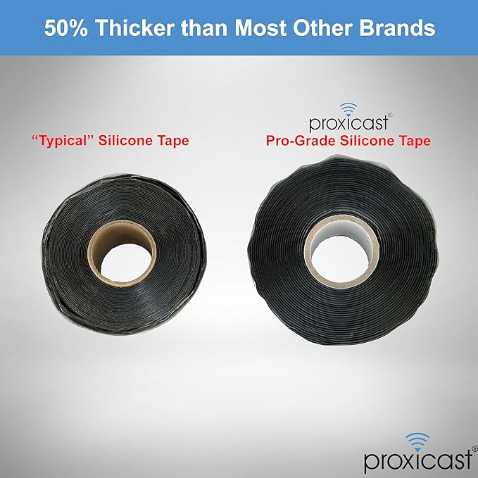 Proxicast Pro-Grade Extra Strong 30mil Weatherproof Self-Fusing Silicone Rubber Sealing Tape For Outdoor Antenna Coax & Electrical Cables, Hose/Pipe Leaks & Emergency Repairs (1.5" x15' roll) - Yellow
