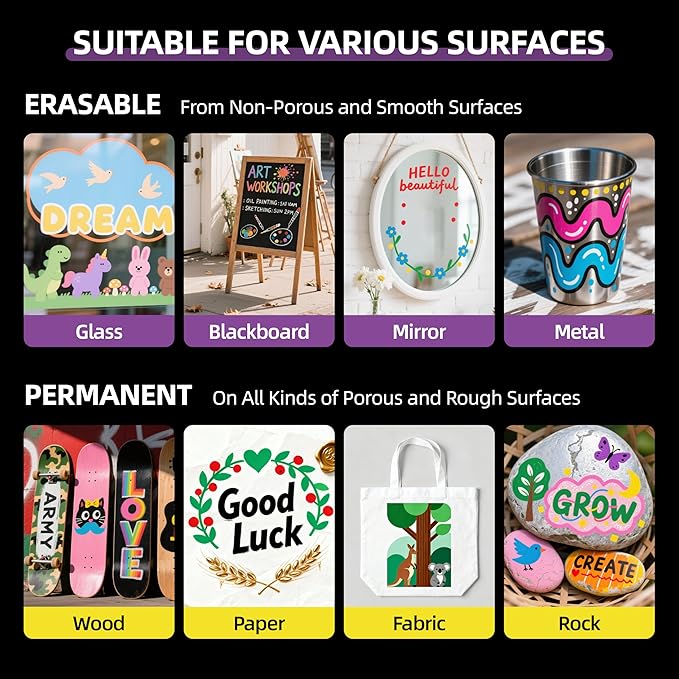 WUO 8 Colors Liquid Chalk Markers, 15mm Jumbo 3-in-1 Nib Window Chalk Markers, Washable Chalkboard Markers for Glass, Windows, Blackboards, Mirrors, Bistro Signage, and DIY Art Crafts