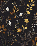 Black Floral Leaf Vintage Wallpaper Peel and Stick 17.5" × 118" | Self Adhesive/Removable/Waterproof/Thick Vinyl Contact Paper for Bathroom Bedroom Shelf Cabinet Drawer,Prepasted,Easy Peel