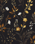 Black Floral Leaf Vintage Wallpaper Peel and Stick 17.5" × 393" | Self Adhesive/Removable/Waterproof/Thick Vinyl Contact Paper for Bathroom Bedroom Shelf Cabinet Drawer,Prepasted,Easy Peel
