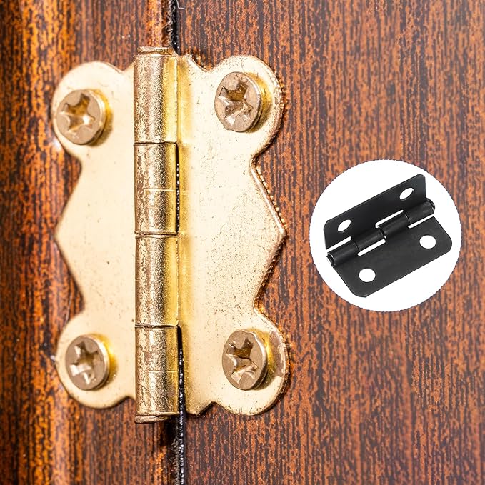 MECCANIXITY Small Butt Hinges 3/4 Inch Mini Jewelry Box Hinge with Screw for Jewelry Wooden Boxes Cabinet Drawer Doors Gate (Black, Pack of 12)