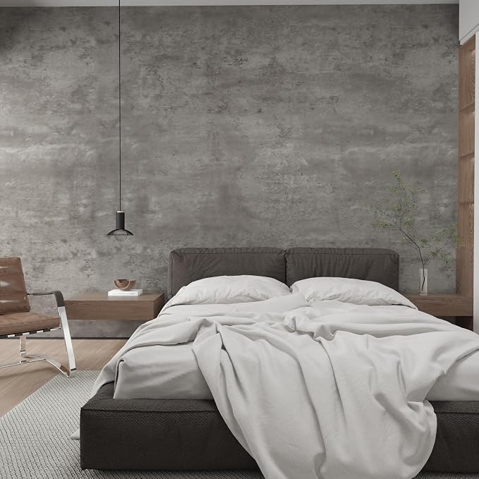 3yecao 16"×354" 3D Grey Concrete Cement Wallpaper Peel and Stick Faux Light Grey Concrete Contact Paper Vinyl Stained Matte Texture Adhesive Removable Gray Wallpaper for Bathroom Garage Living Room