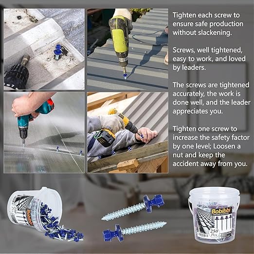 Metal Roofing Screws 10 x 1-1/2 inch, Blue Hex Head Sheet Metal Roof Screw with EPDM Washer for Corrugated Roofing (250Pcs)