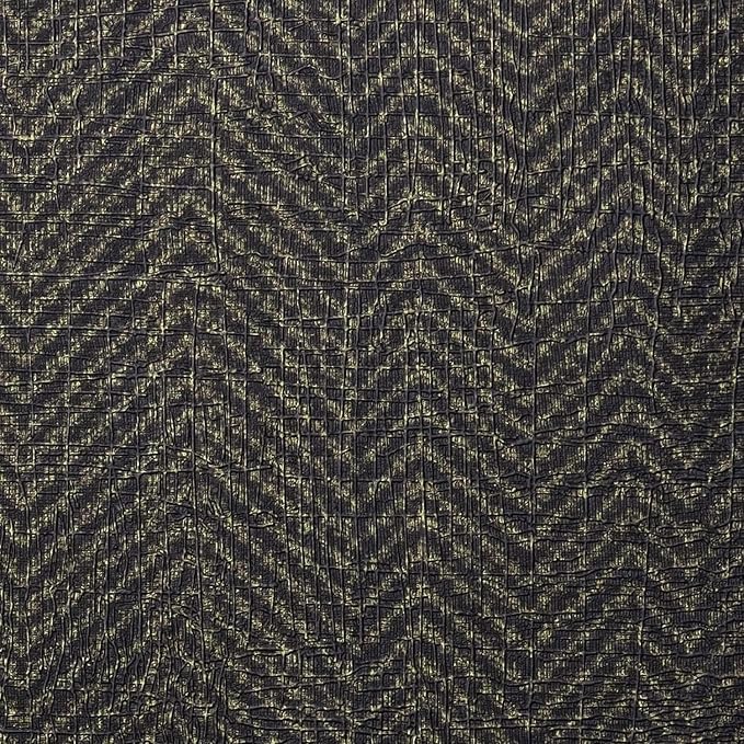 FunStick 15.8"x240" Black and Gold Grasscloth Wallpaper Self Adhesive Fabric Peel and Stick Wallpaper Geometric Wallpaper Removable Modern Herringbone Contact Paper for Bedroom Cabinets Desk Shelves