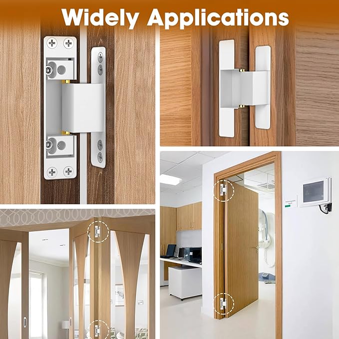 4.5" Hidden Door Hinge/Concealed Hinges,Invisible Hinges,Invisible Door Silent Door Hinge 110 Degree Swing Hinge 2-Way Adjustable Butt Hinge 4.5 x 2 x 1 (2, White)