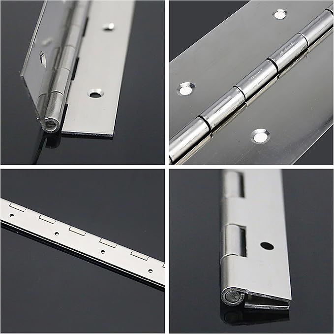 4pcs 12inch Stainless Steel Piano Hinge Heavy Duty with 48pcs Screws for Cabinets Boat Marine Door DIY Woodworking Storage Box Hatche Furniture Hardware