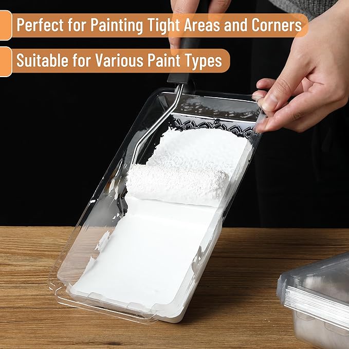 Bates- Paint Rollers, 4 inch Paint Roller with 10 Covers, Cream, Wall Painting Tool