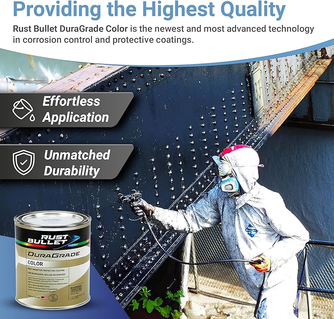 RUST BULLET DuraGrade Color - Black - 1 Gallon - Advanced Technology Corrossion Control, Rust Inhibitor & Protective Coating, Exceptional Adhesion, UV Resistant