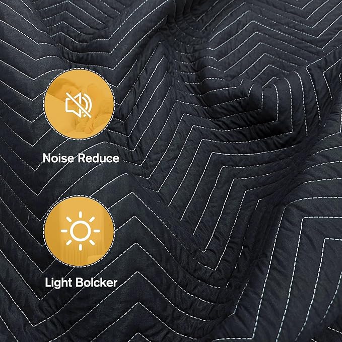 JZHLLA 72" x 40" Studio Large Sound Dampening Blanket, Sound Insulated Blanket Sound Absorbing Blanket with Grommets for Soundproofing Noise Reduction Light Blocker Basement Recording Studio