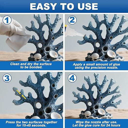Meuvcol Stone Glue 100g - Marble Glue Heavy Duty for Granite, Artificial Stones & Tile | Clear Waterproof Stone Adhesive for Marble Repair & Craft Projects | Fast Drying, Strong, 6 Precision Nozzle