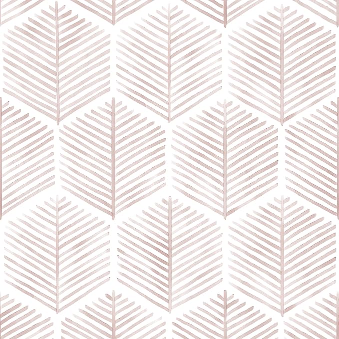 MelunMer Modern Peel and Stick Wallpaper Boho Contact Paper 17.3''×276'' | Pink and White Self Adhesive Removable Wallpaper for Bedroom/Bathroom Waterproof Geometric Contact Paper for Cabinets, Drawer
