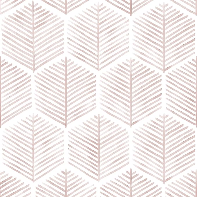 MelunMer Modern Peel and Stick Wallpaper Boho Contact Paper 17.3''×590'' | Pink and White Self Adhesive Removable Wallpaper for Bedroom/Bathroom Waterproof Geometric Contact Paper for Cabinets, Drawer
