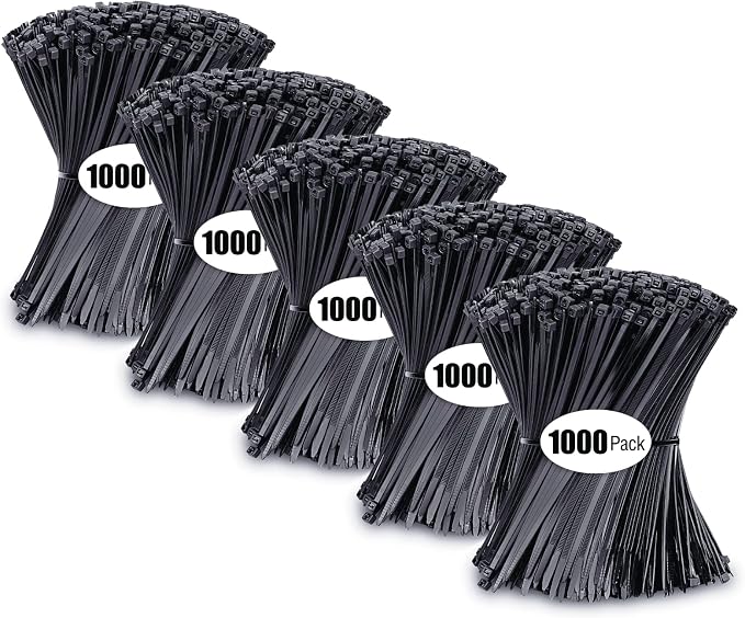 Zip Ties 4 inch, Small Zip Ties with 18 lb Tensile Strength, Black, 5000 Pack, by Tantti Supply