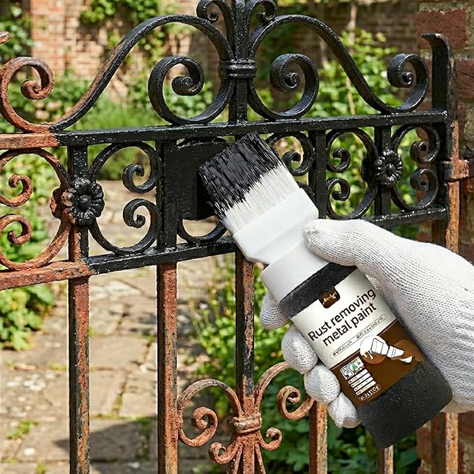 Black 2-in-1 Rust Converter & Touch Up Paint, 6.35 Fl oz, Rust Inhibitor & Anti-Rust Coating for Metal, Automotive, Chassis, UV Resistant