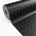 5x20 FT Garage Floor Mat, 2.8mm Thickened PVC Flooring Roll for Under Car, Golf Cart Parking Mat, Diamond Plate Black Motorcycle Mat for Warehouse, Basement, Gyms, Trailer（Included Tapes）