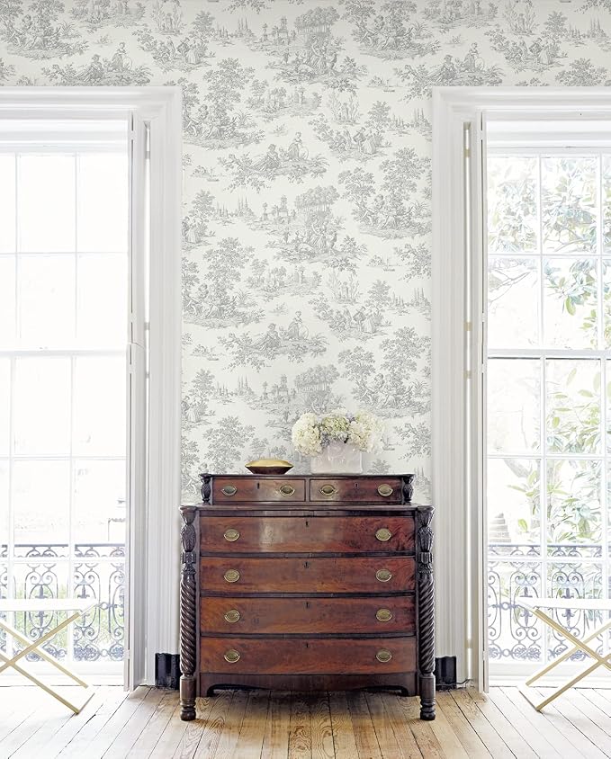 NextWall Chateau Toile Peel and Stick Wallpaper (Argos Grey)