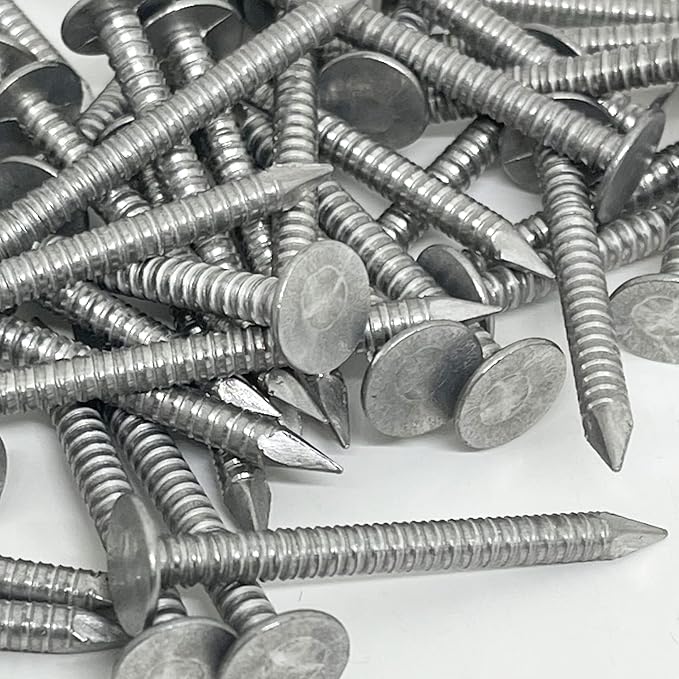 (100) 1.25”-RING SHANK ALUMINUM - ROOFING SIDING NAILS - Vinyl & Aluminum Siding & Facia Trim Nail – Aluminum metal secure holding Ring Shank nail – 1.25 in
