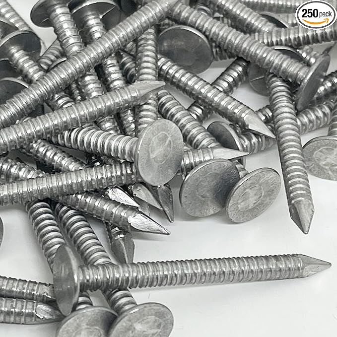 1.75”-RING SHANK ALUMINUM - ROOFING SIDING NAILS - Vinyl & Aluminum Siding & Facia Trim Nail – Aluminum metal secure holding Ring Shank nail – 1.75 in (250)