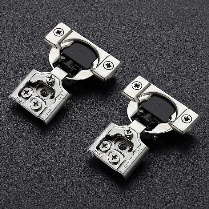 8 Pack 4 Pairs 1/2 inch Overlay Soft Close Hinges for Kitchen Cabinet Hinges Satin Nickel Hidden Hinges Stainless Steel Concealed Hinge self Closing