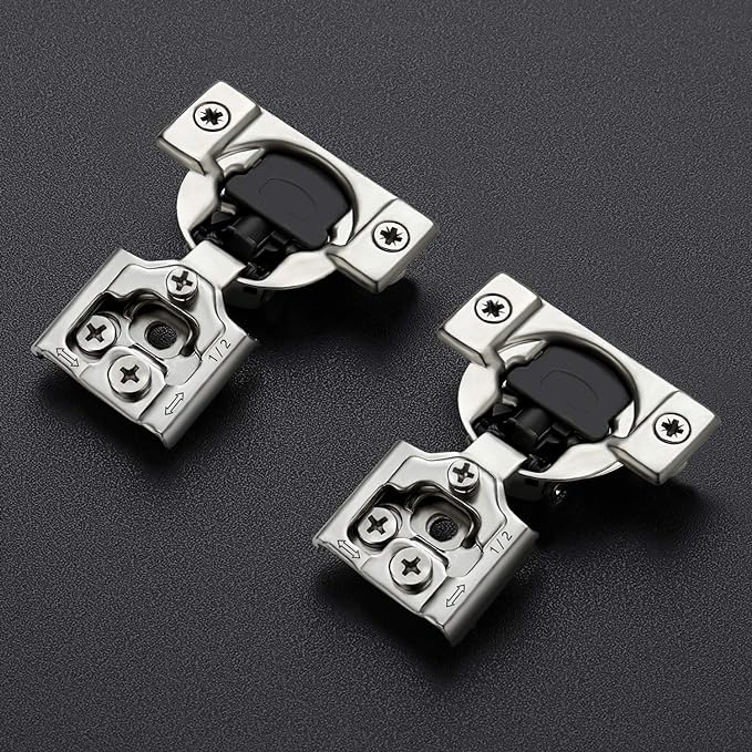 Ravinte 50 Pack 25 Pairs 1/2 inch Overlay Soft Close Hinges for Kitchen Cabinet Hinges Satin Nickel Hidden Hinges Stainless Steel Concealed Hinge self Closing