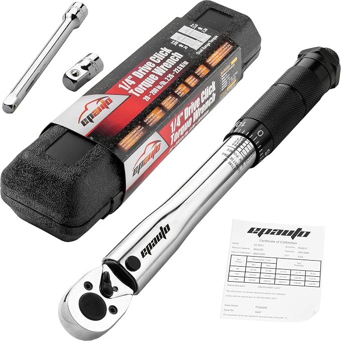 EPAuto 1/4-Inch Drive Click Torque Wrench, 20-200 In.-lb./ 2.26~22.6 Nm | 1/4-Inch (20-200 in.-lb. / 2.26 ~ 22.6 Nm)
