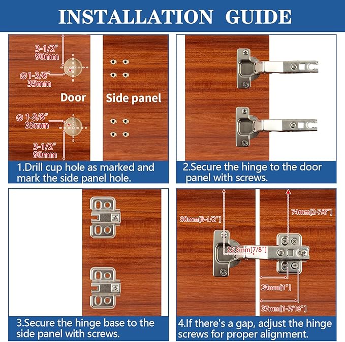 TamBee 45°Cabinet Hinges Soft Close Kitchen Door Cabinet Hinge - Concealed, Soft Close, 3D Adjust for 135 Degree Corner Cabinet, Cupboard Hinge Replacement with Mounting Screws, 2 Pack