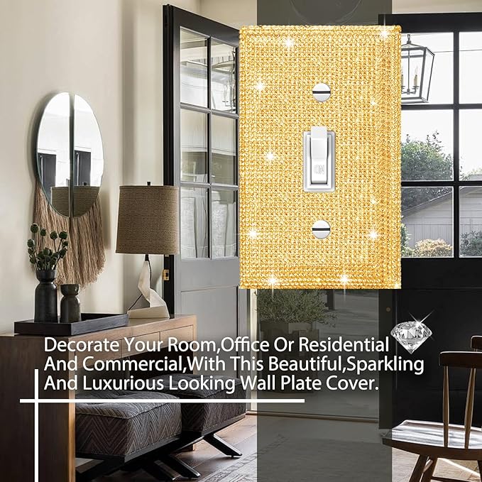 Silver Shiny Gold Light Switch Cover Gold Rhinestones Wall Plates Light Switch Cover Plate Decorative Switch Covers Wall Plate