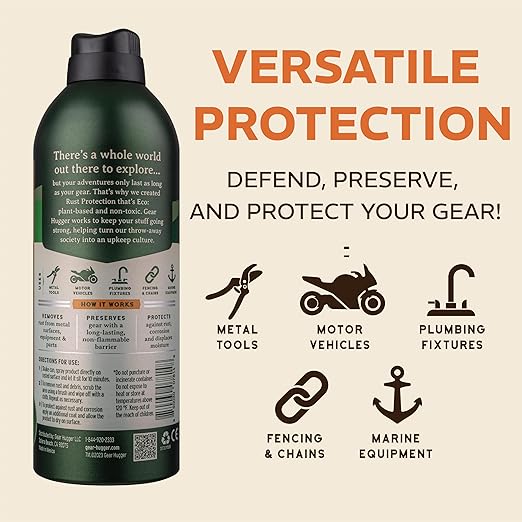 Gear Hugger Rust Protection (11 oz, Pack of 1), Rust Remover & Rust Prevention Spray - Eco-Friendly Anti Rust Spray, No Petroleum, No PTFE, Plant Based