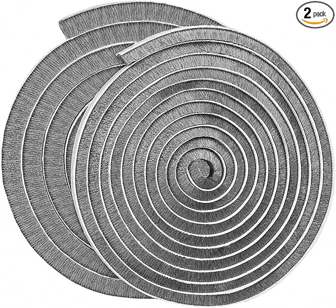 ZOMPAGO Strong Adhesive Brush Weather Stripping 2 Rolls 0.2in (T）x 0.4in (W) x 33FT, Door Seal for Sliding Windows & Doors,Soundproof Noise Blocker,Draft Stopper for Garage Door Frame & Exterior Doors