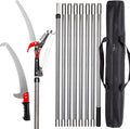Walensee Pole Saws for Tree Trimming, Extendable Tree Pruner,Manual Branch Timmer with Blade and Scissors High Branches Pruning Fiberglass Pole Pruner and Cutter Garden Tool with Storage Bag 7.2-27FT