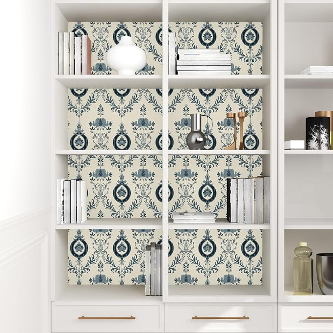 Light Blue Flower Peel and Stick Contact Paper 17.5" × 118" | Self Adhesive/Removable/Waterproof/Thick Vinyl Contact Paper for Bathroom Bedroom Shelf Cabinet Drawer,Prepasted,Easy Peel