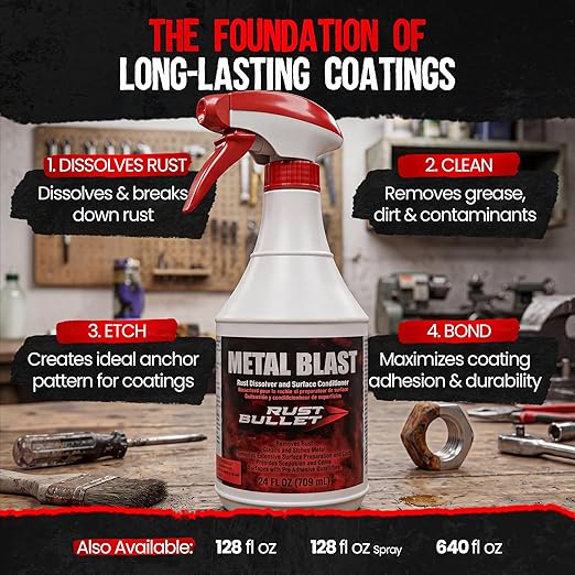 RUST BULLET Metal Blast - 1 Gallon - Rust Remover & Metal Prep, Cleaner & Conditioner for Superior Adhesion, Eliminates Grease, Contaminants & Corrosion