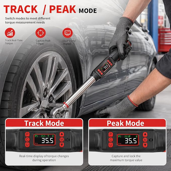 1/2 Inch Digital Torque Wrench,14.7-295 Ft-lb (20-400Nm) ±2% High Precision Electronic Torque Wrench, Dual Mode, Triple Alert, 72-Tooth Ratchet, Heavy Duty for Auto Truck Mechanical Repair