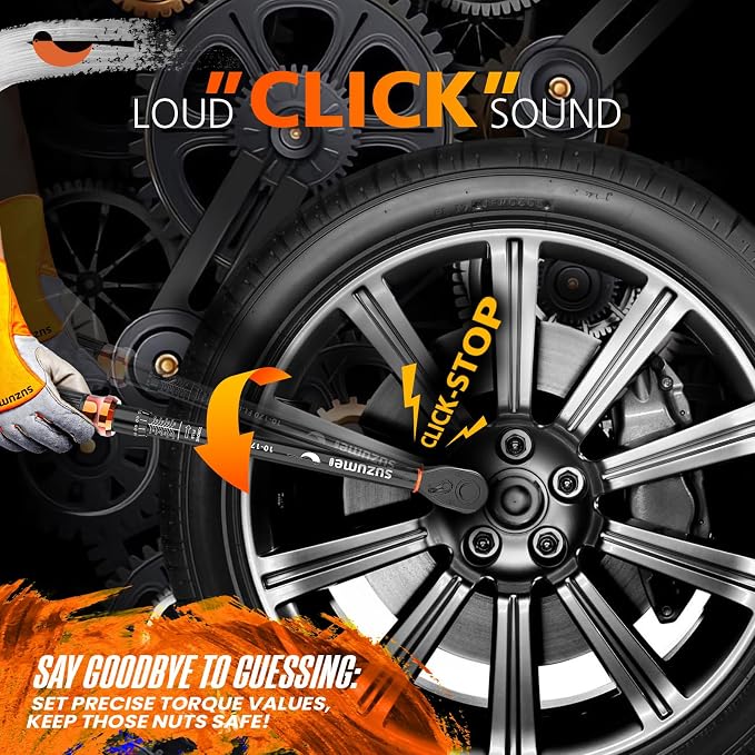 Torque Wrench 1/2 Drive (10-170 Ft. Lb/ 14-231 N.m) Loud Click | ±3% Accuracy 72-tooth Dual-Direction Quick Release Head for Moto Truck Car Tire Maintenance with Storage Case