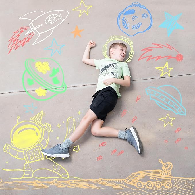 JOYIN 180 PCS Washable Sidewalk Chalks Set in 20 Colors Non-Toxic Jumbo Chalk for Outdoor Art Play, Painting on Chalkboard, Blackboard and Playground
