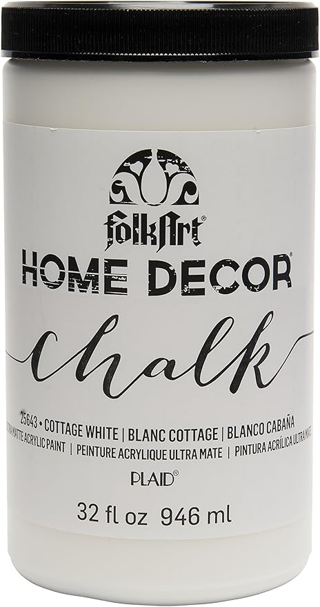 FolkArt Home Decor Chalk Furniture & Craft Acrylic Paint in Assorted Colors, 32 ounce, Cottage White,25643
