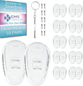 GMS Optical Screw-in Silicone Nose Pads for Glasses | 13mm Small | Non Slip Nose Grips for Sunglasses & Eyewear, Eyeglass Accessories for Kids & Small Frames w/Screws & Screwdriver (10 Pairs, Clear)