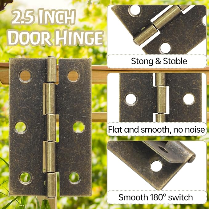 Murtenze 6 Pack 2.5 Inch Door Hinge, Antique Bronze Butt Hinges with Mounting Screws