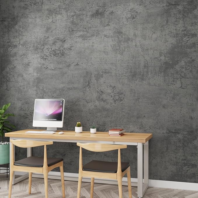 Concrete Peel Stick Grey Countertop Contact Paper Gray Cement Industrial Wall Paper [Thicken] Matte 3D Textured Self Adhesive Waterproof Wallpaper for Office Store Restaurant DIY Decor Wall Sticker