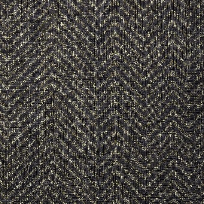 FunStick 24"x200" Black and Gold Peel and Stick Wallpaper Removable Geometric Grasscloth Wallpaper Fabric Grass Cloth Black Contact Paper Self Adhesive Wallpapers for Bedroom Cabinets Drawers Shelves