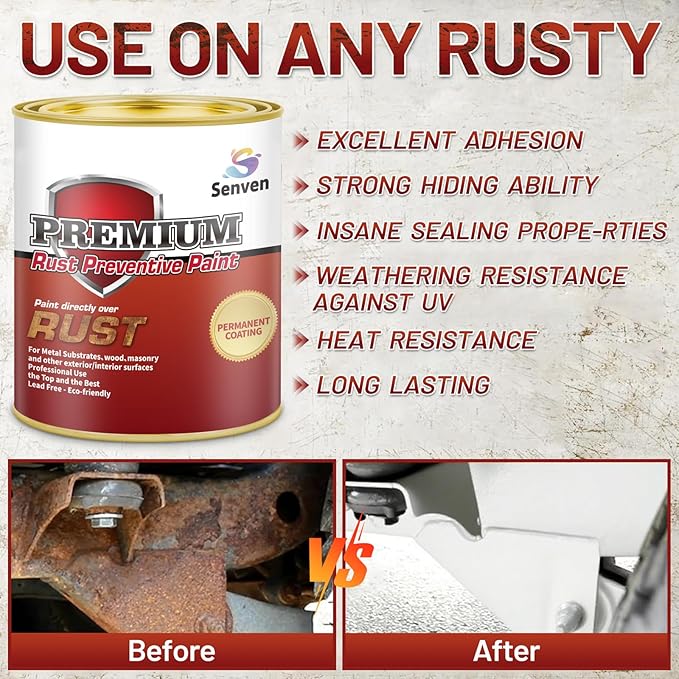 Rust-Stop and Corrosion Permanently Rust Preventive Coating Anti-Rust Automotive Rust Reformer for Metal & Seal, Rust Converter Non-Porous Protective Barrier High Gloss White Metallic Paint 35 Fl Oz