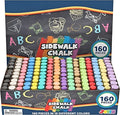 JOYIN 160 PCS Sidewalk Chalks Set-16 Colors Non-Toxic Washable Jumbo Chalk for Outdoor Art Play, Painting on Chalkboard, Blackboard and Playground
