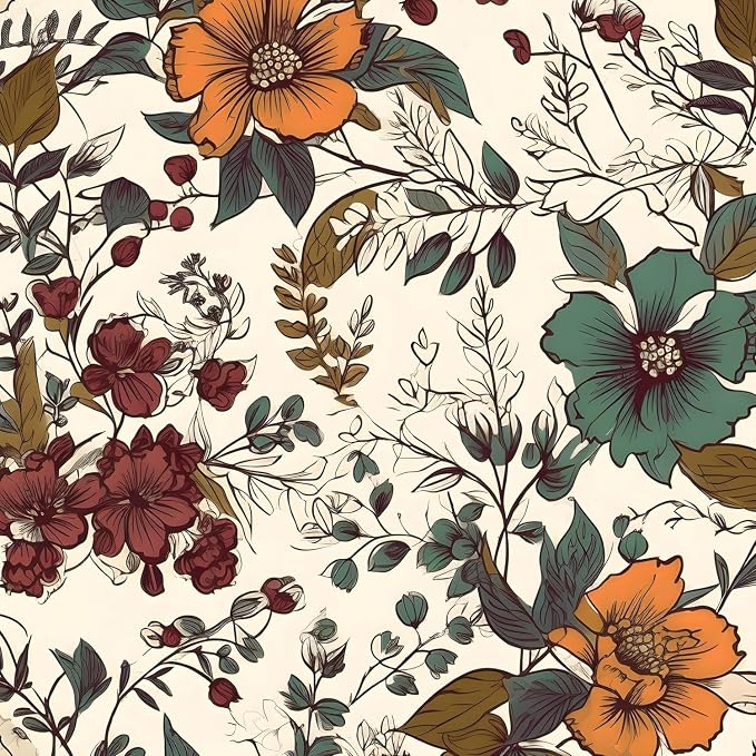 Danodoi Yellow Vintage Floral Peel and Stick Wallpaper 17.5" x 787" | Waterproof Vinyl Self Adhesive Removable Renter Friendly Floral Contact Paper
