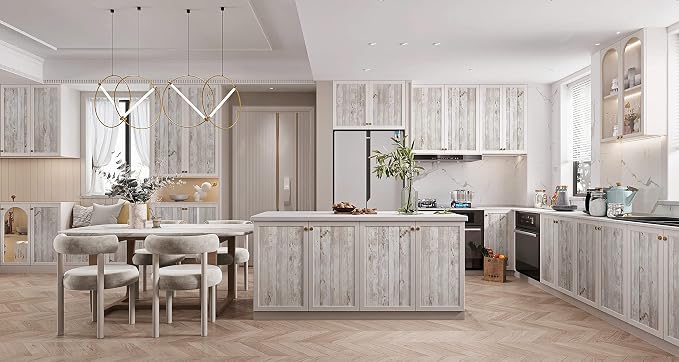 Heroad Contact Paper Peel and Stick Wallpaper Wood Grain Contact Paper for Cabinets Countertop Waterproof Removable Wallpaper Self Adhesive Decorative Shiplap Papel Tapiz para Pared 17.7''x787''